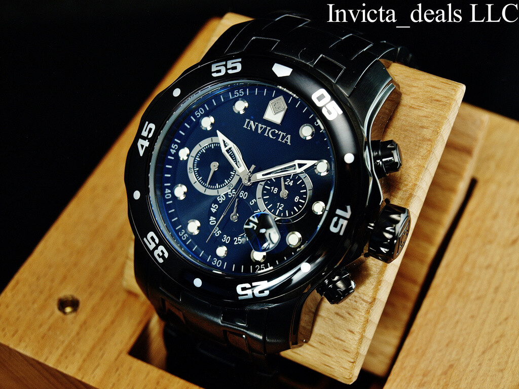 NEW Invicta Men’s 48mm Pro Diver SCUBA Chronograph COMBAT Triple Black SS Watch
