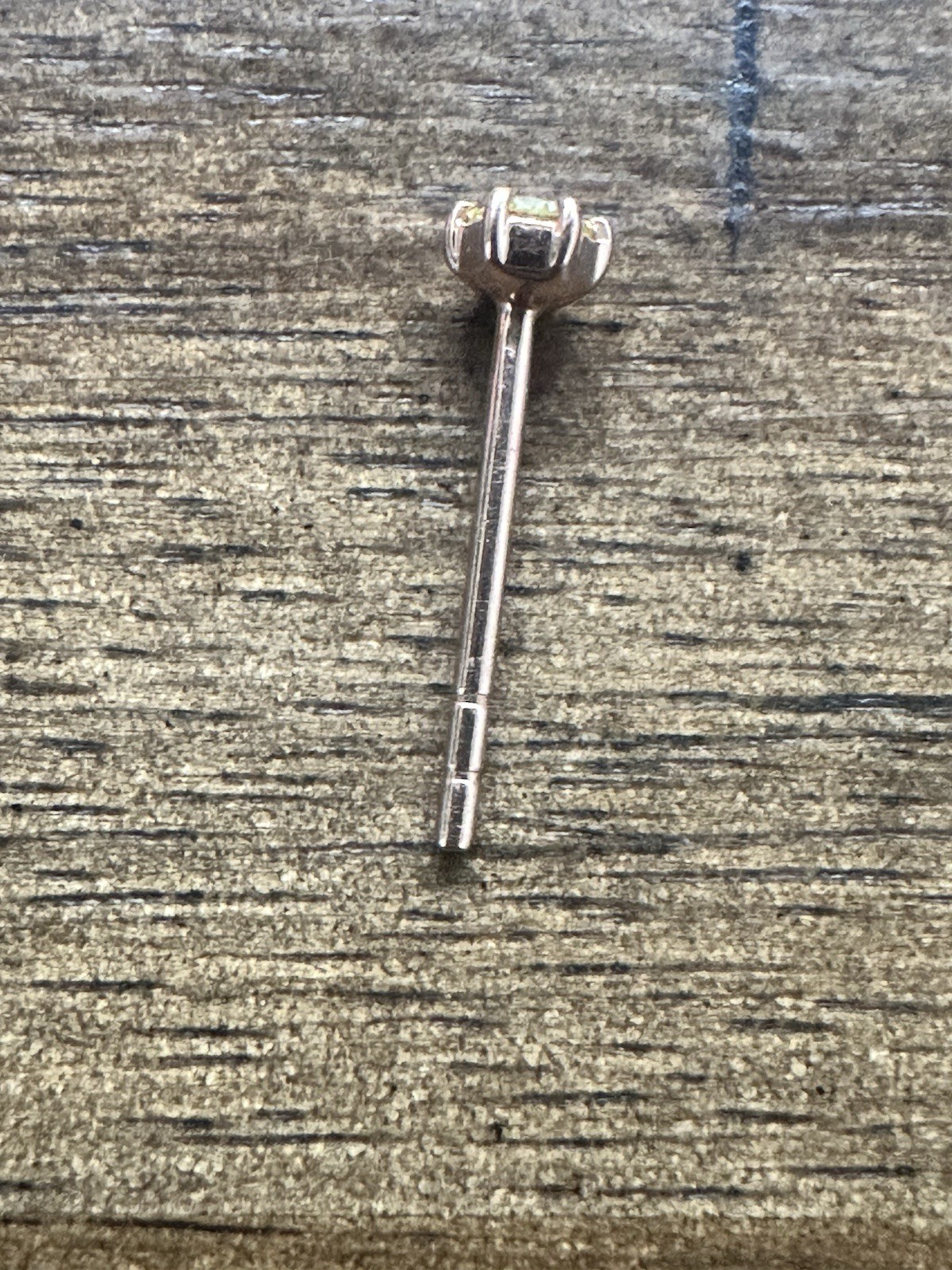 14K Rose Gold 0.09 Ct Fancy Yellow Diamond Stud Earring Single No Back Natural
