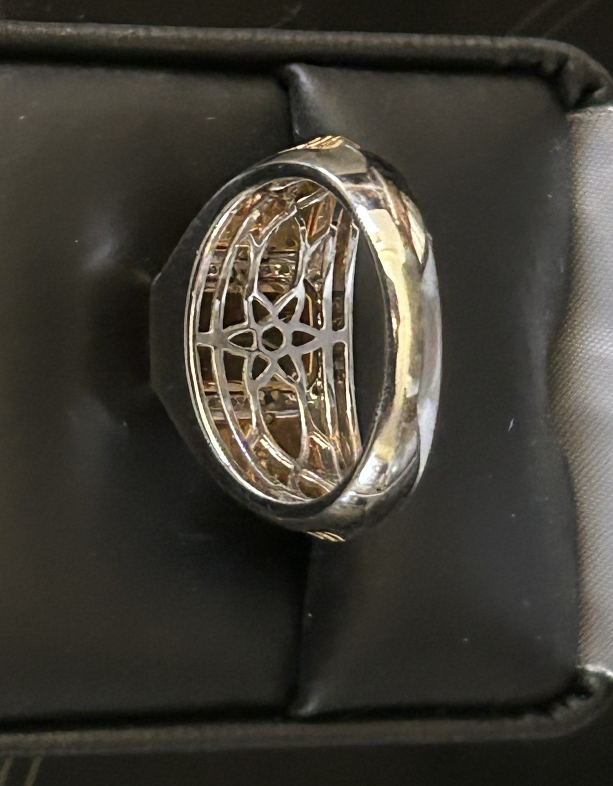 Imperial Topaz and Diamond Men’s Ring 18k Two Toned Gold