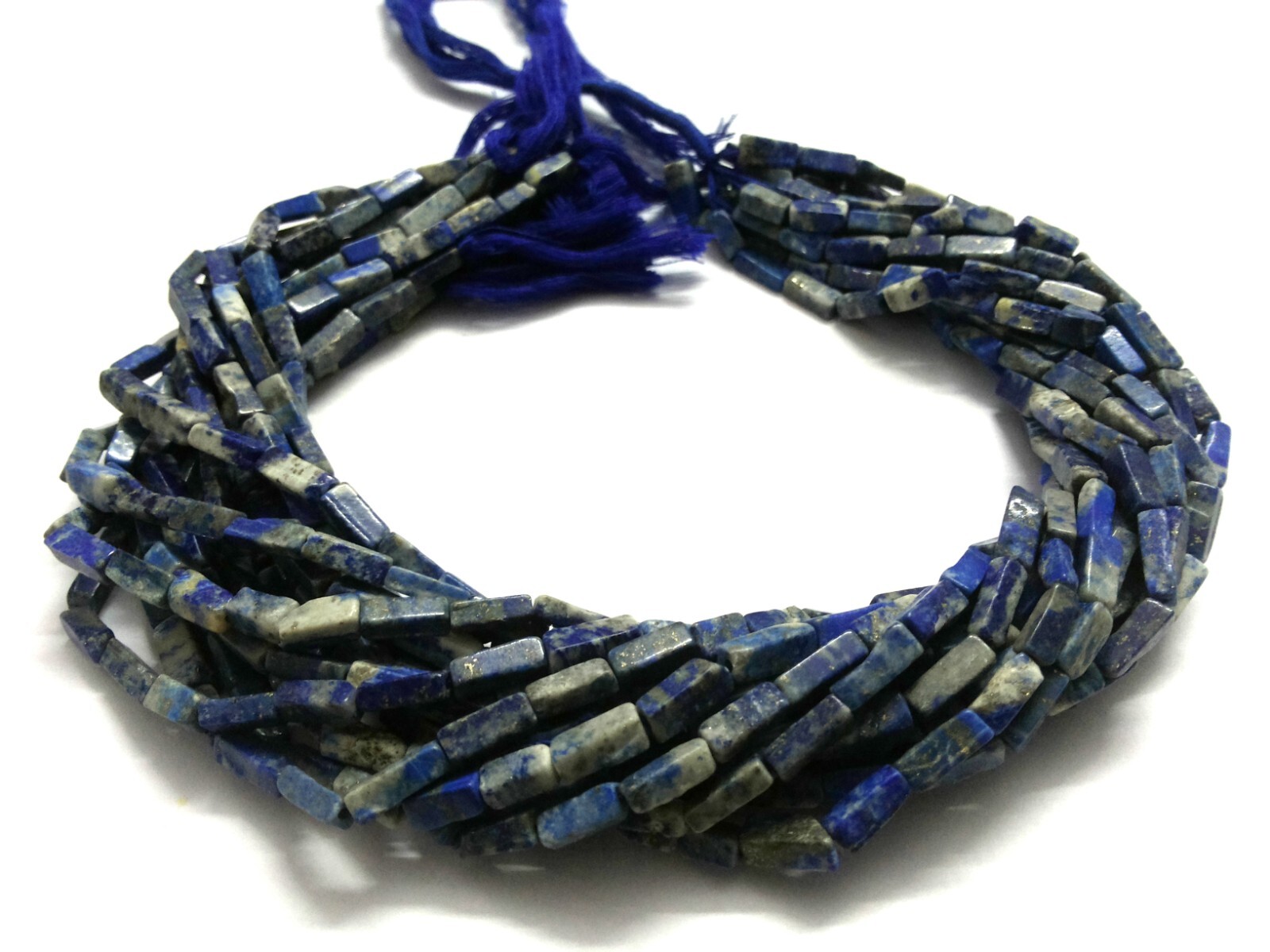 5 Strand Natural Lapis Lazuli Square Smooth 3×8-4x10mm Loose Beads 12″inch