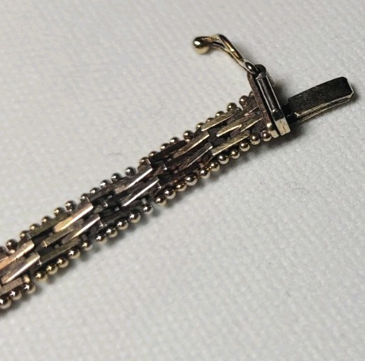 Vintage Sterling 925 ITALY MILOR Tri-Color 7.5″ Riccio Chain Bracelet 20.79gr