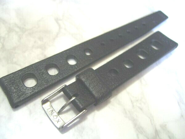 AUTHENTIC TROPIC 16MM NOS 60’S SWISS BLACK DIVE BAND STRAP STRAIGHT END *6689