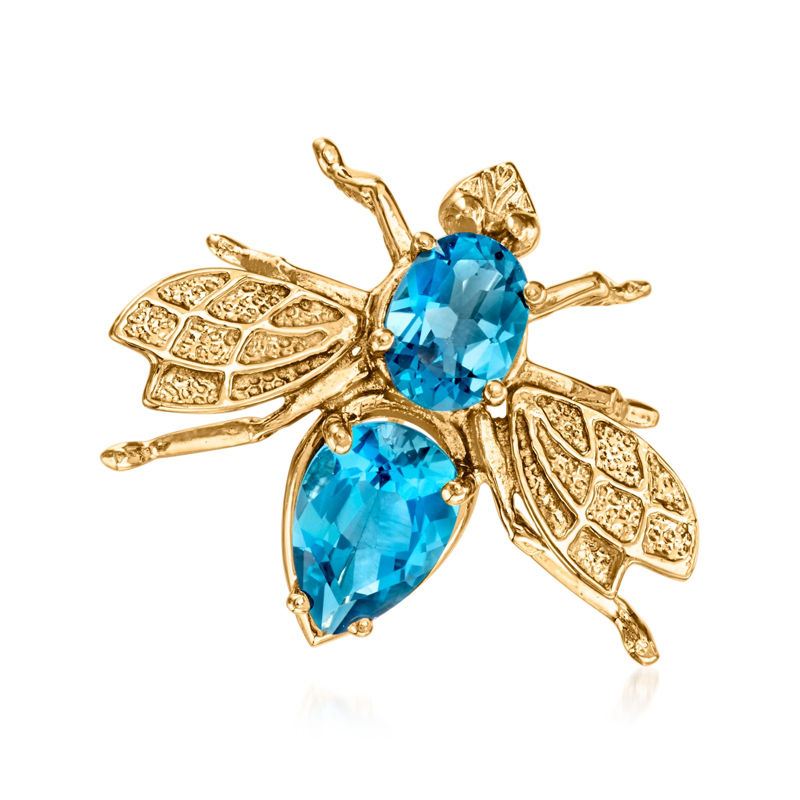 Vintage 2.40 ct. t.w. Swiss Blue Topaz Bumblebee Pin in 14kt Yellow Gold