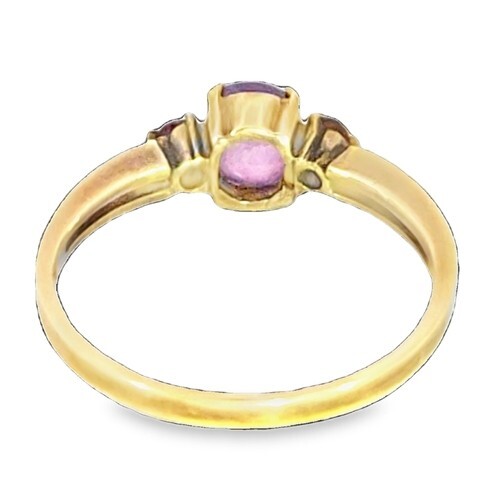 Pink Star Sapphire and Ruby Natural Genuine Gemstone ,14 kt yellow Ring H70