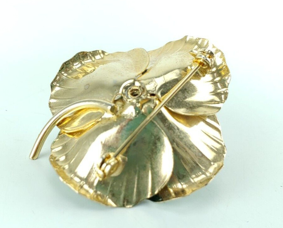 Vintage Rose Brooch Pin Women’s Jewelry Accessory Blue Green Gold Tone