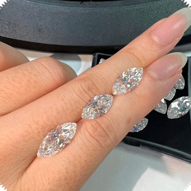 0.5-30Ct Marquise Cut Loose Moissanite Stone D Color VVS1 Gemstone Pass Tester
