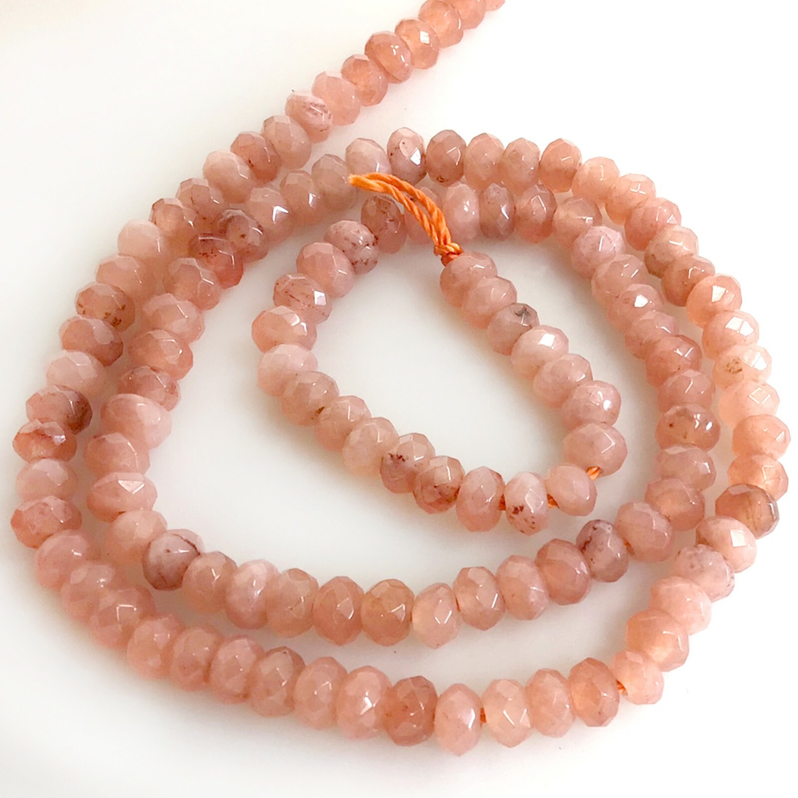 Natural Gemstones Peach Moonstone Faceted Rondelle Bead 4x3mm 14″ Jewelry Making