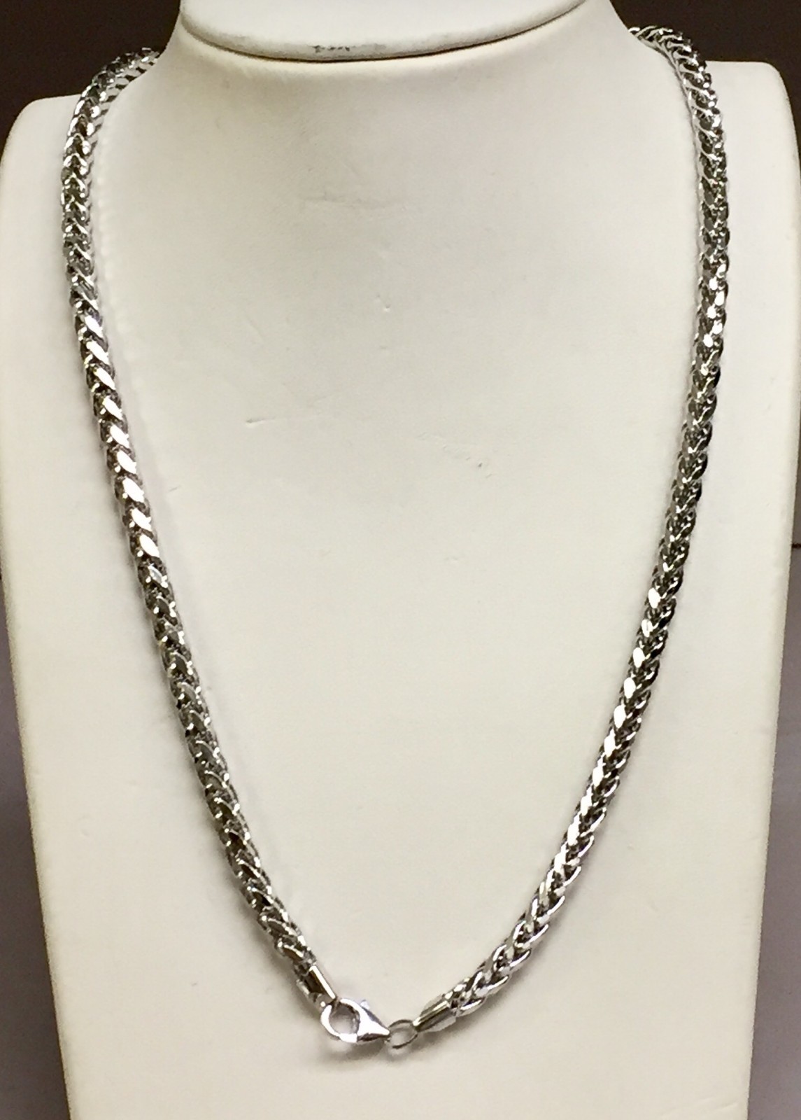 925 Sterling Silver 22″ Basket Rope Round Wheat Link Chain Necklace 20Grams 5MM