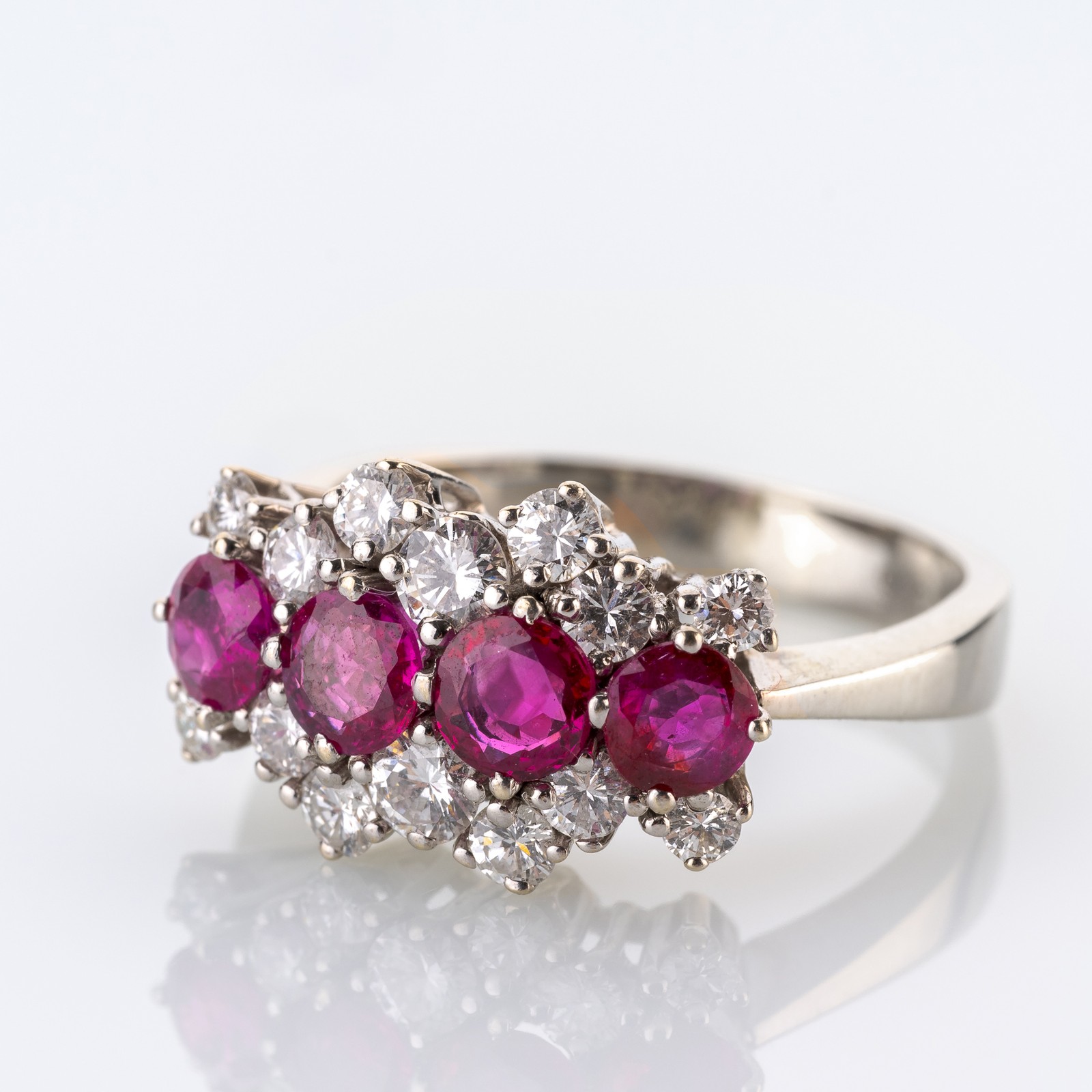 0.60ct Ruby and 0.70ct diamond Ring in 14K White Gold