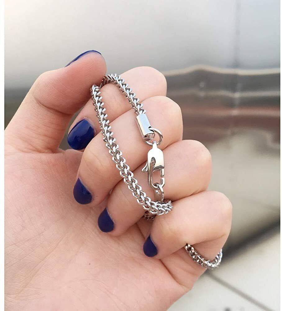 Unisex Stainless Steel Franco Link Chain Solid Square Box Necklace 2.5MM 4MM