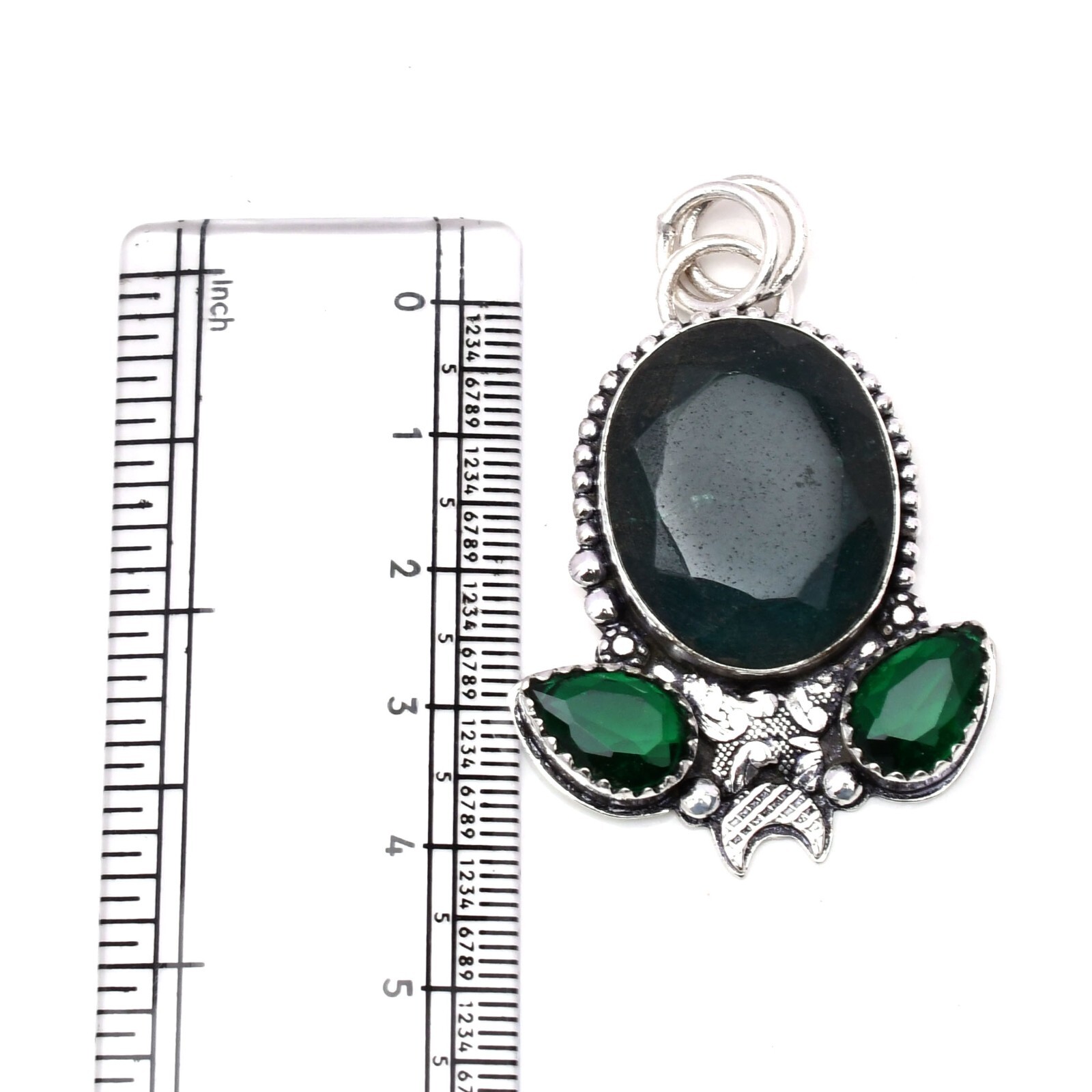 Emerald Pendant Gemstone 925 Sterling Silver Handmade Jewelry Pendant 1.97″