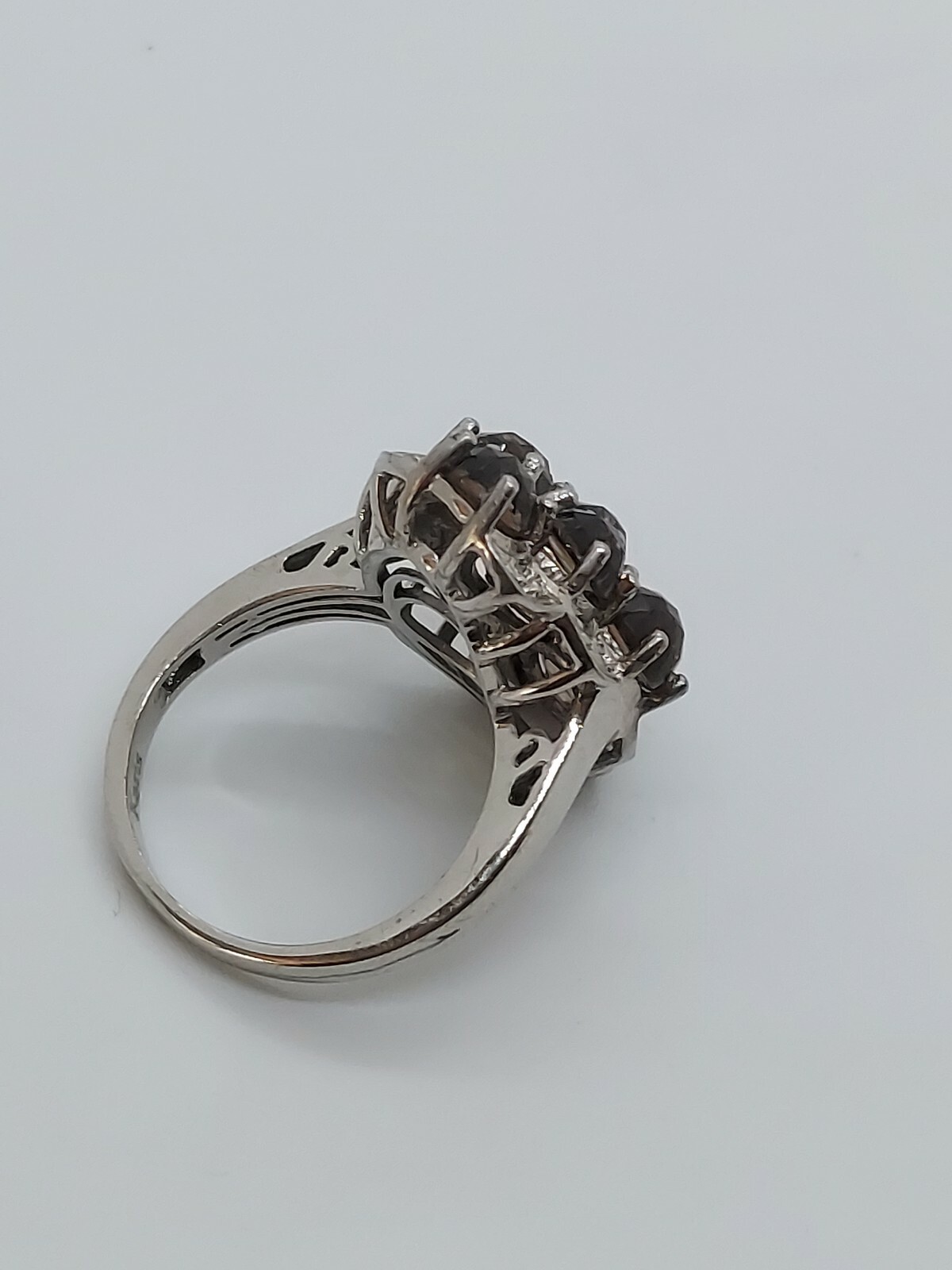 Karis STS Silver Tone Feceted Smoky Quartz Ring size 7.5