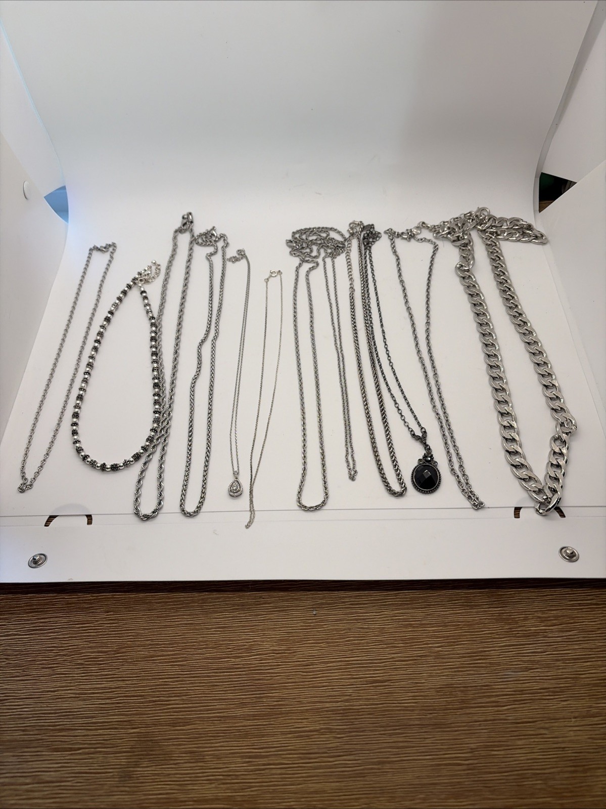 12 Silver Colored Necklaces #11