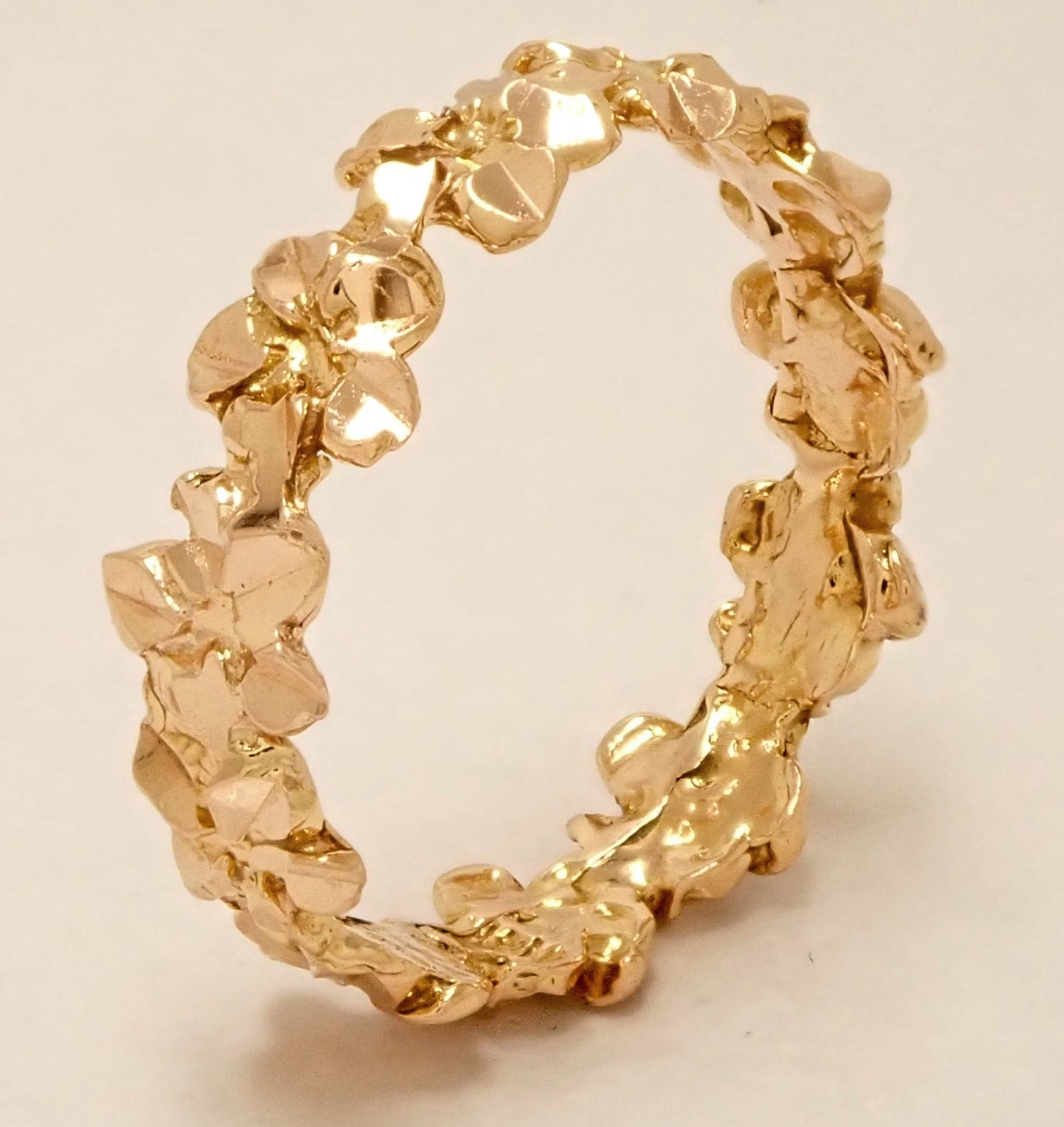 Size 3 Solid 14K Rose Gold Hawaiian Plumeria Lei Flower 4.3mm Ring Handmade 1.3g