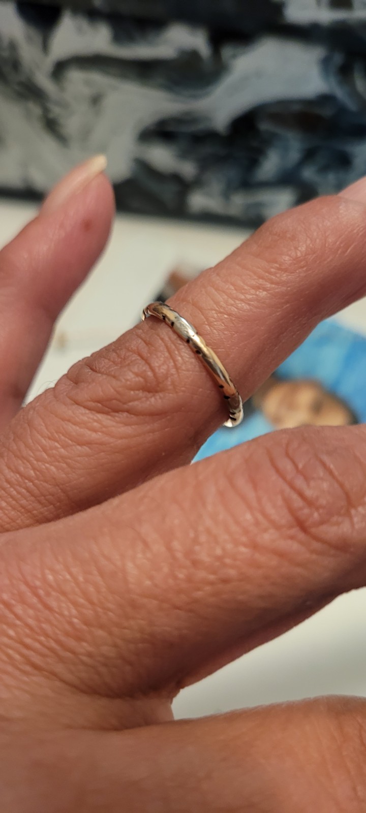 Antique 14k Orange Blossom Artcarved Brick Layered Yellow White Gold Band