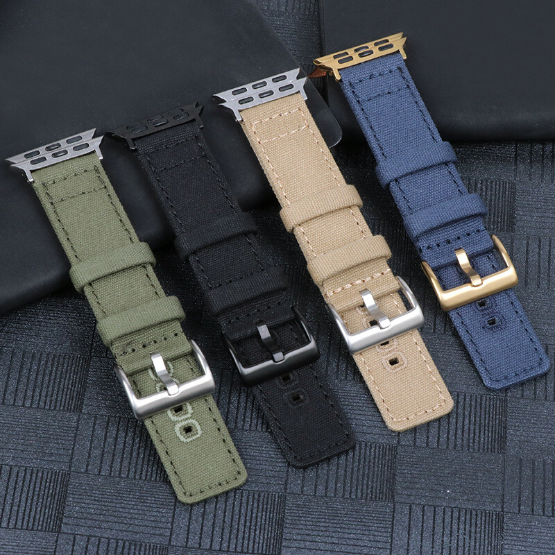High quality cotton canvas sports watch strap for apple iwatch1234567 38 40 42mm
