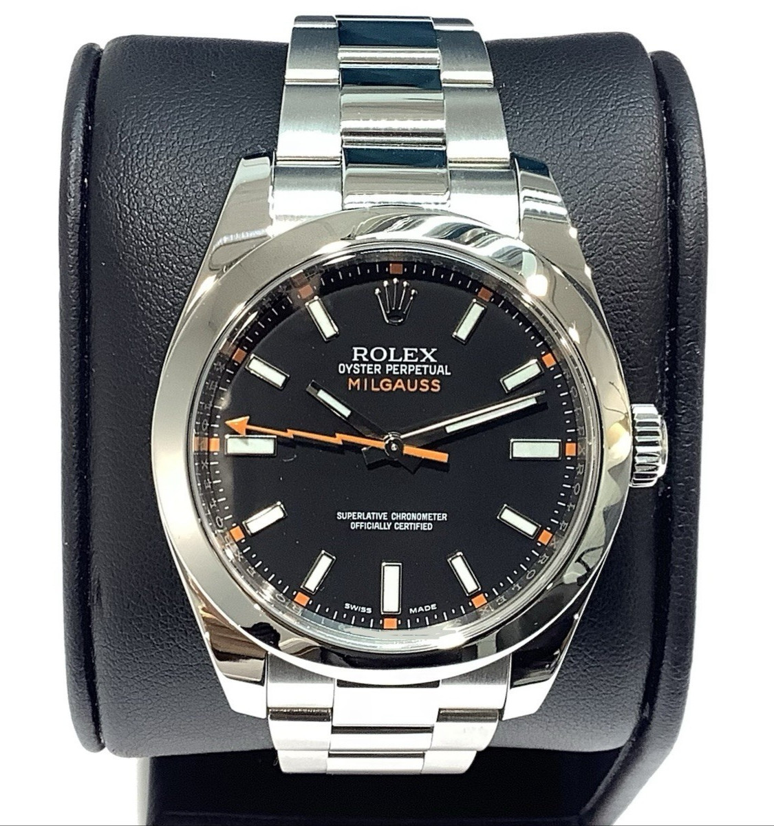 ROLEX 116400 Oyster Perpetual Milgauss 40mm S/S Black Dial Automatic Watch VGC+