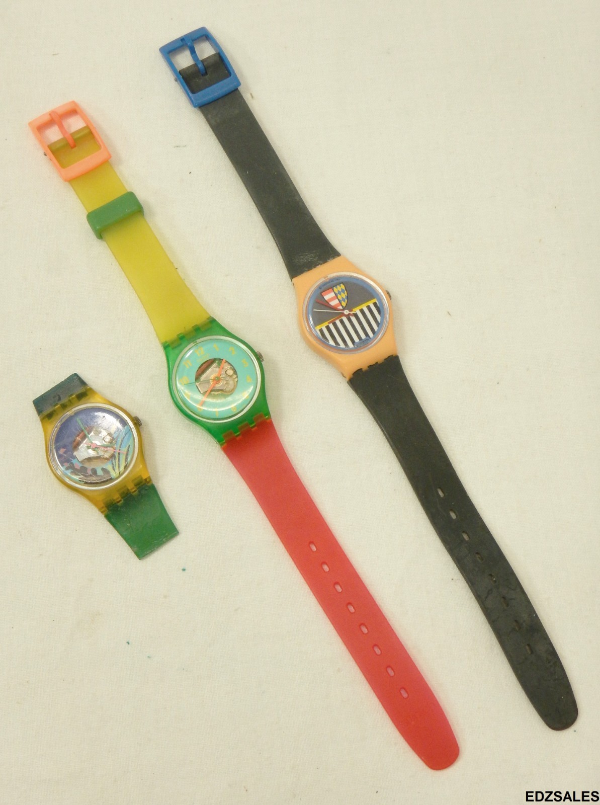3 Swatch Ladies Wristwatches – Valkyrie LP101 Liquid Sky LG104 Black Coral LK101