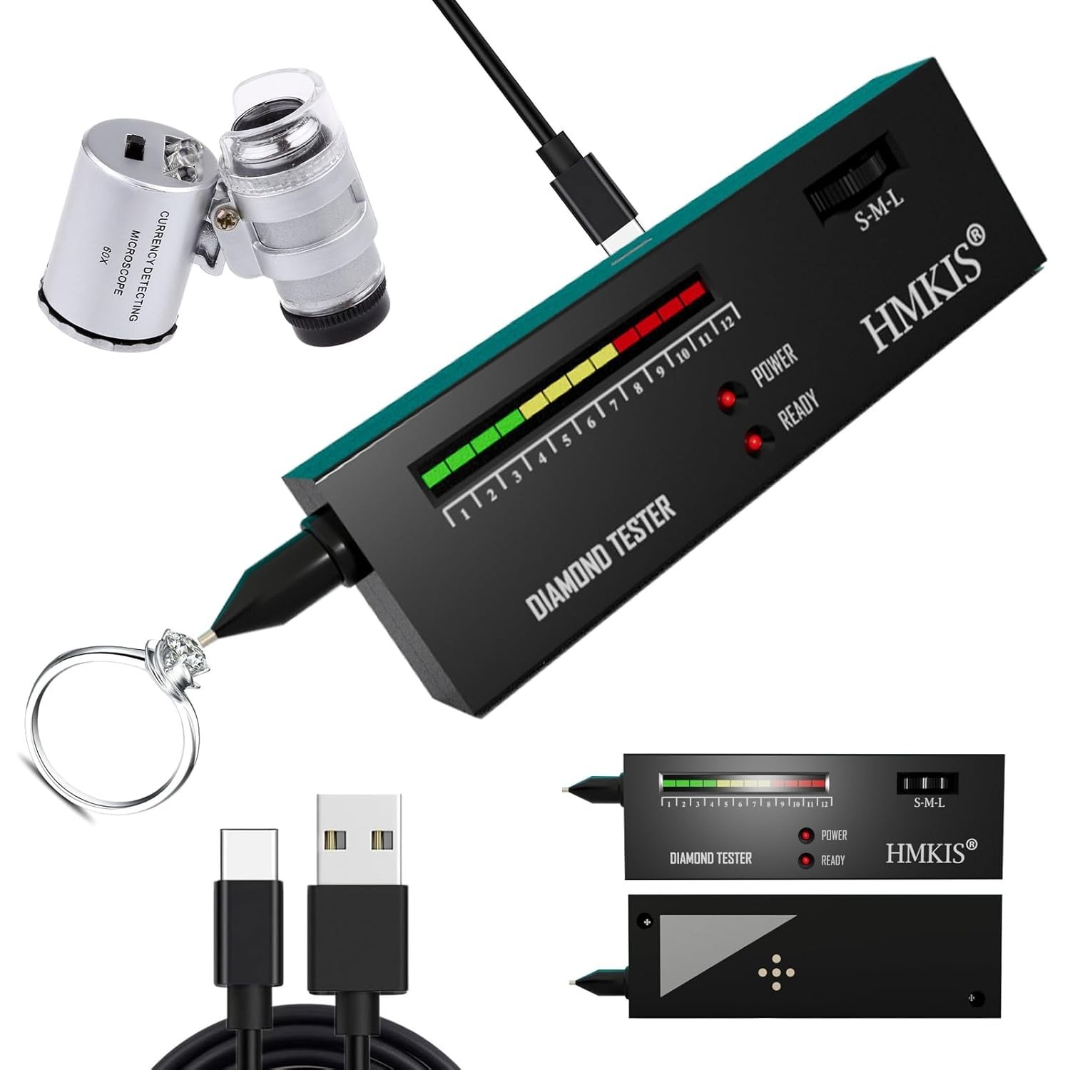 Diamond Tester with 60X Jewelry Loupe – Non-Rechargeable, User-Friendly Tool