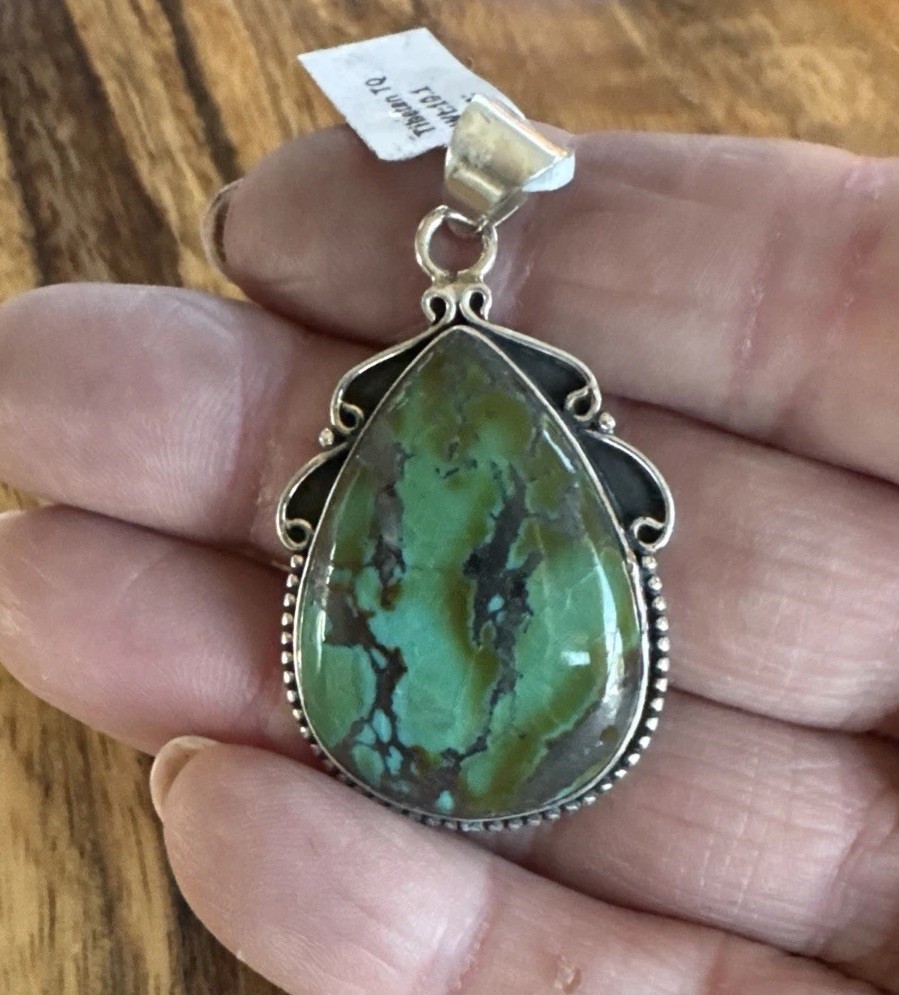 Beautiful Tibetan Turquoise Pendant, Sterling