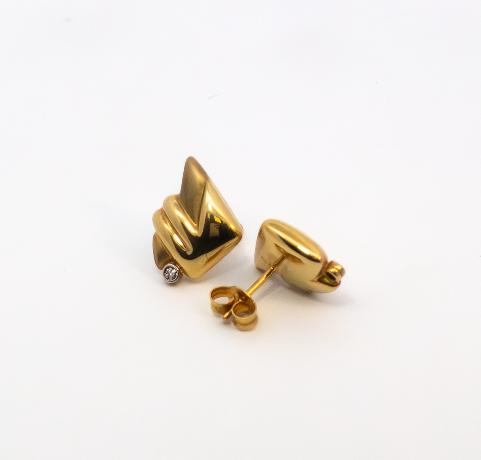 Gold stud earrings, gold earrings with zircon yellow gold 585 14 KT