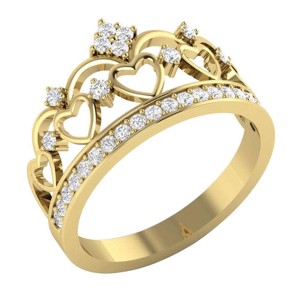I1 G 0.45 Ct Natural Round Diamond Crown Engagement Ring 14K Solid Gold 11.00 mm