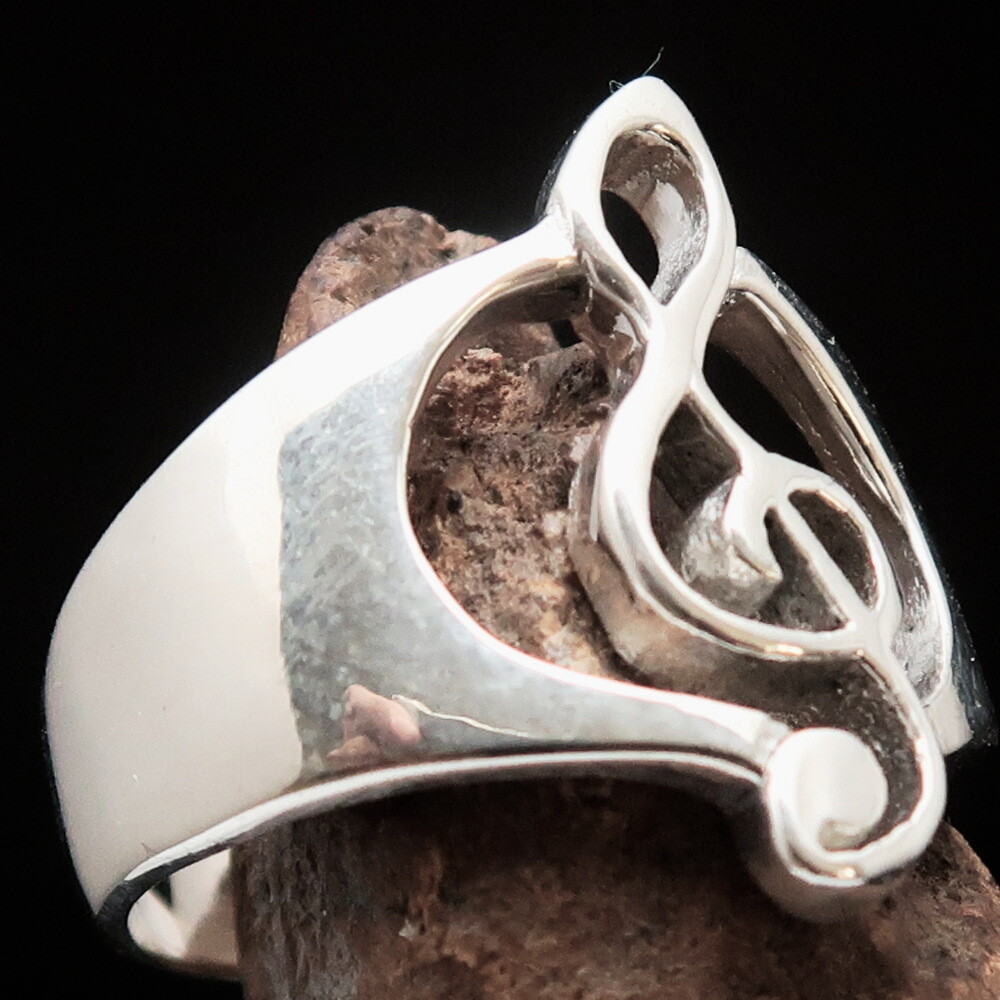 SHINY STERLING SILVER CLEF RING CLASSIC MUSIC LOVER NOTE SYMBOL SIZE 10