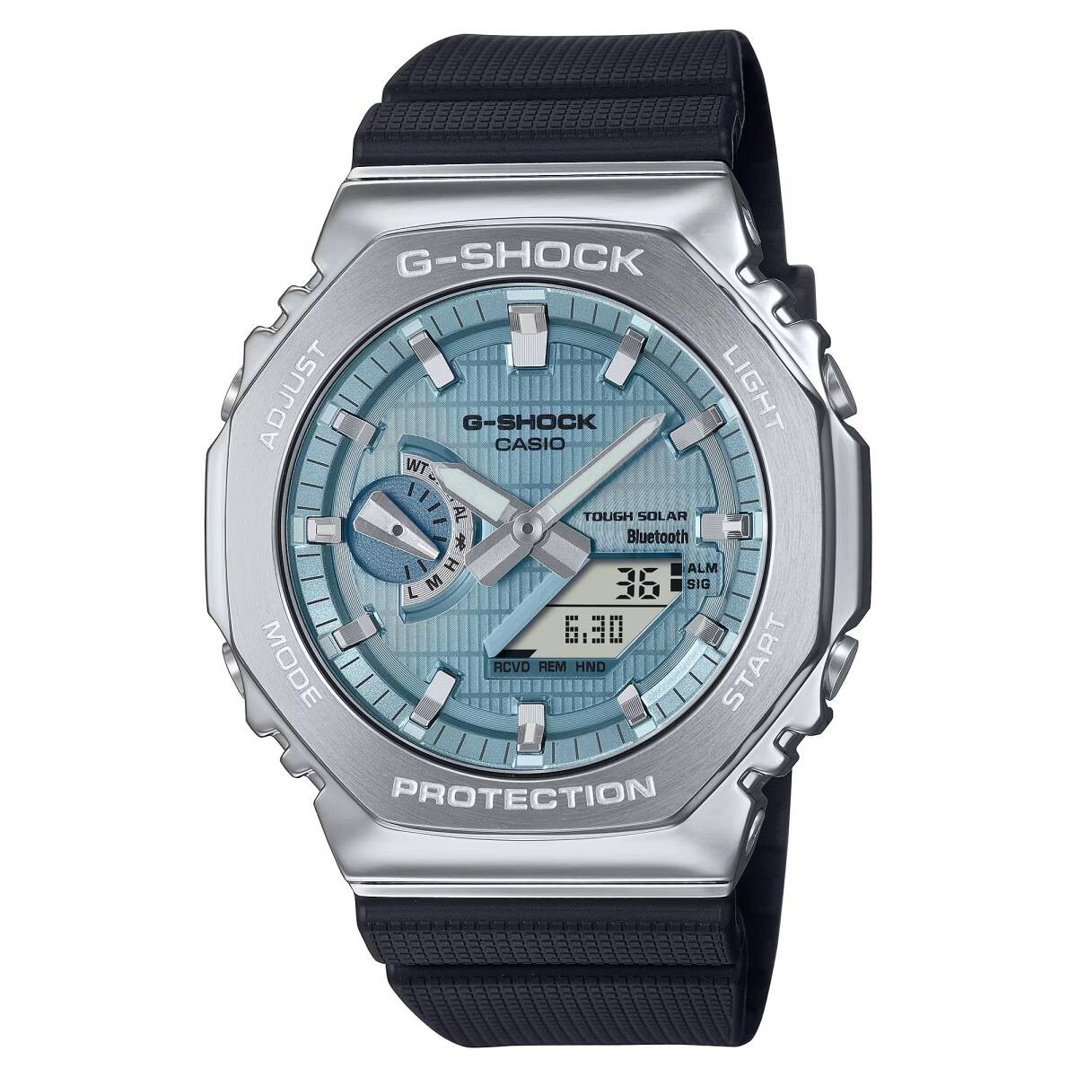 CASIO G SHOCK Tough Solar mobile link black silver light blue GBM 2100A 1A2 men’