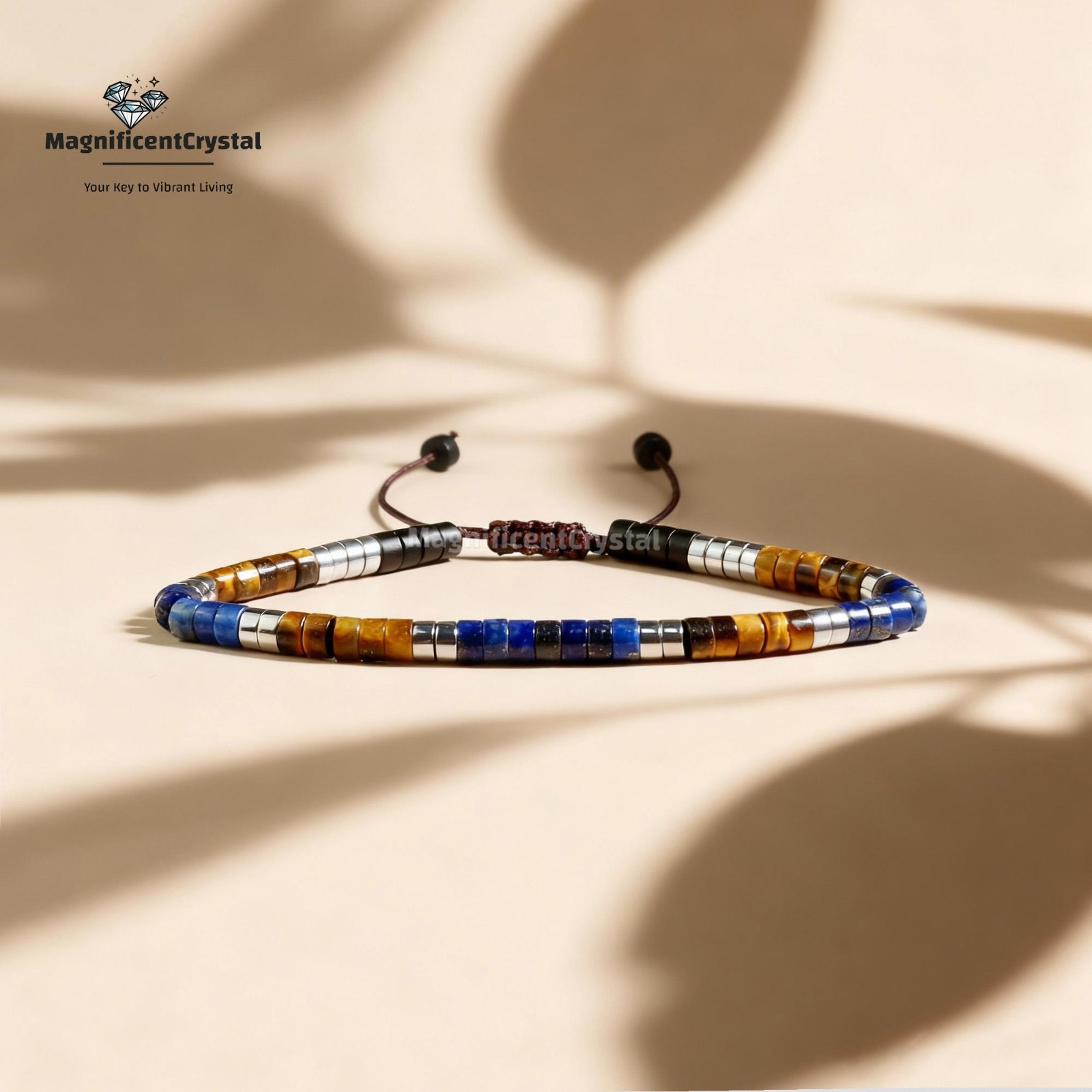 Dainty Strength Protection Bracelet Tiger Eye Lapis Lazuli Hematite Obsidian