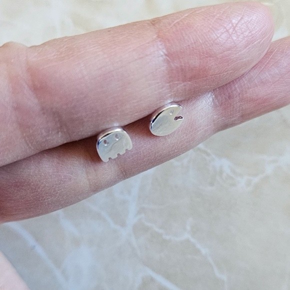 Pac Man Earring Sterling Silver Video Gamer Birthday Gift Daughter Friend Sister