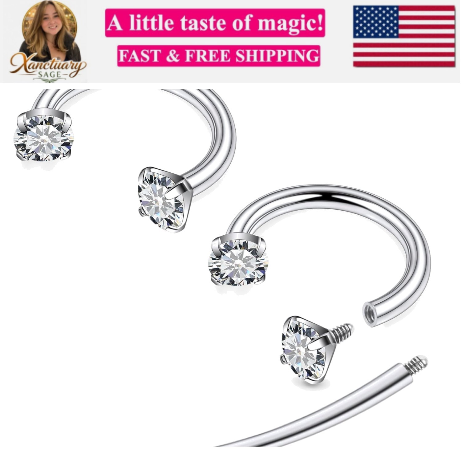 F136 Titanium 20/18/16/14g Horseshoe Nose Septum Lip Ear Rings Piercings 8/10…