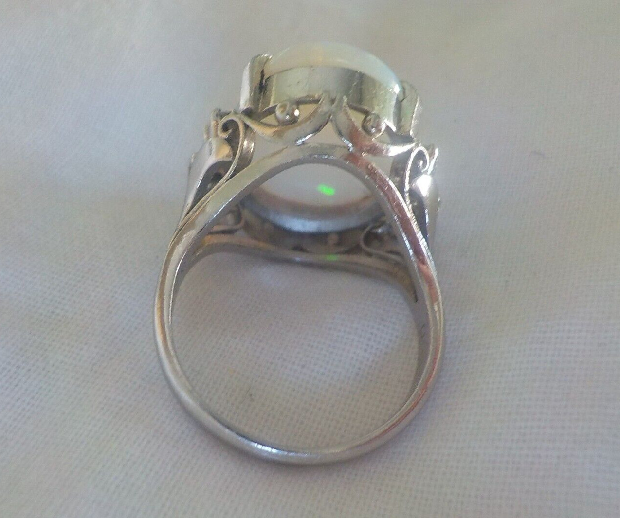 Vibrant Platinum Solitaire Fiery Opal Diamond Ring – 9.71 gms, Sz 5.75, 5.46 ctw