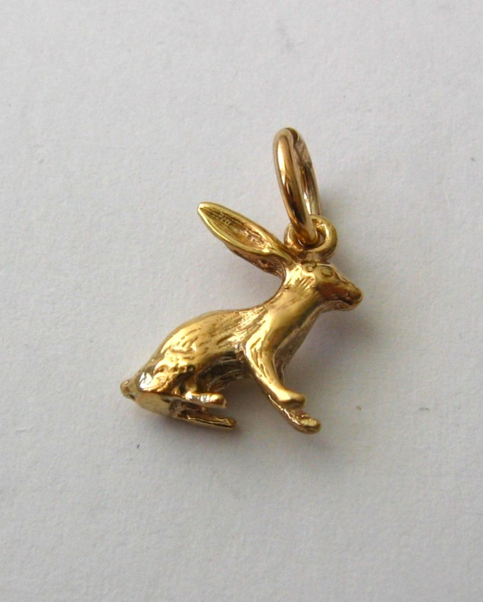 GENUINE SOLID 9ct 9K YELLOW GOLD 3D Rabbit Animal Charm Pendant