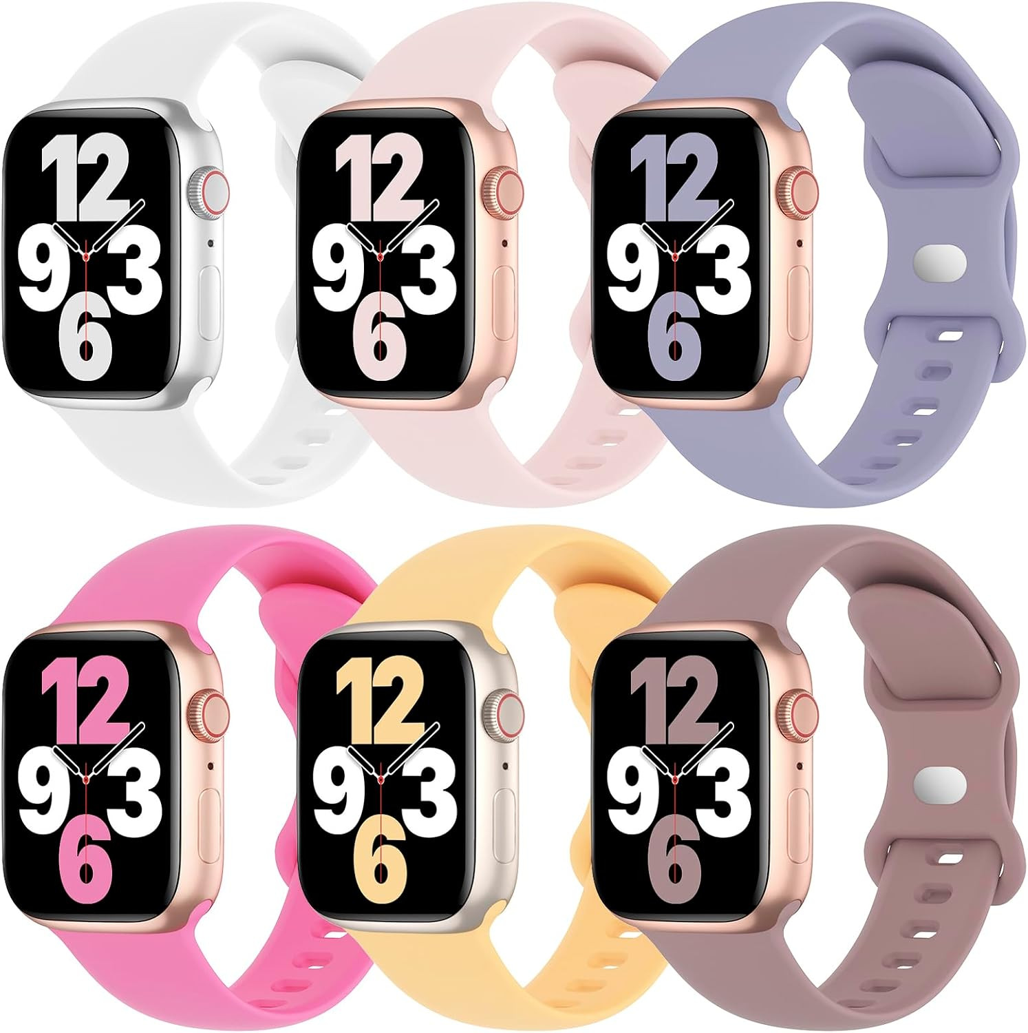 6 Pack Sport Silicone Bands Compatible with Apple Watch Band Women Men | Soft St