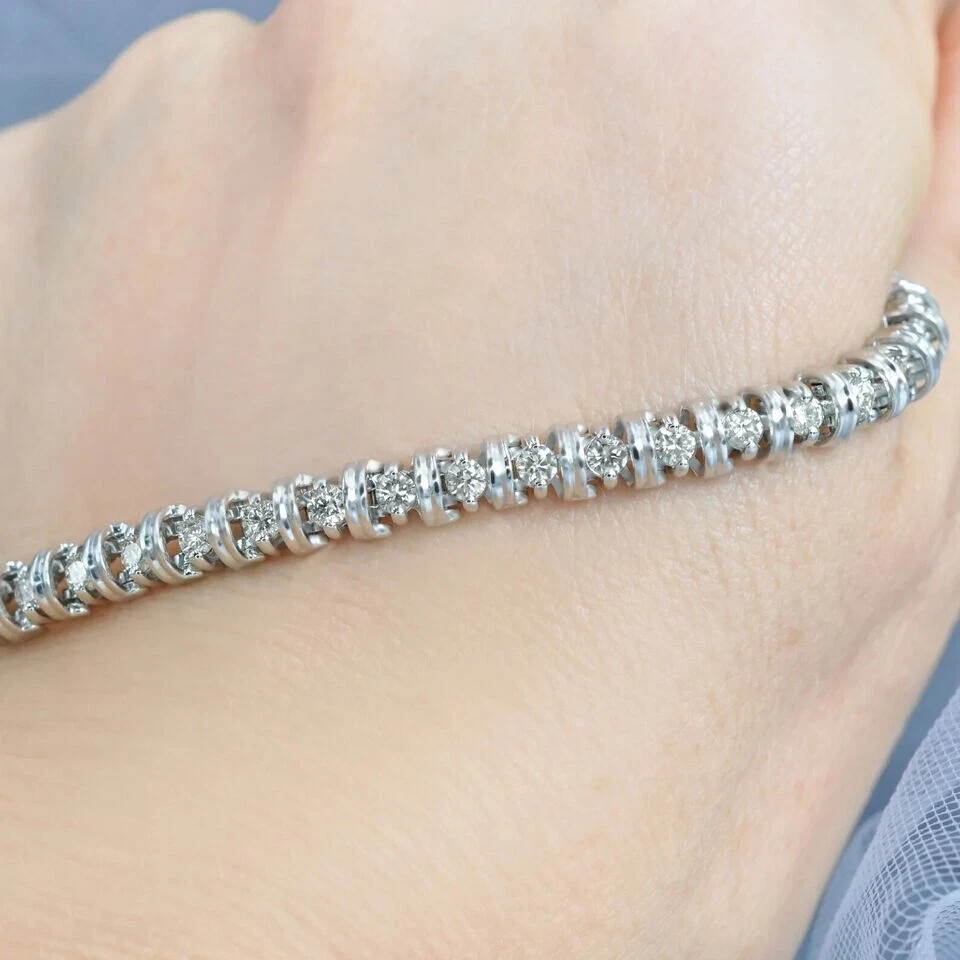 14K White Gold Finish Diamond 5Ct Round Cut Lab Created Women’s Tennis Bracelet