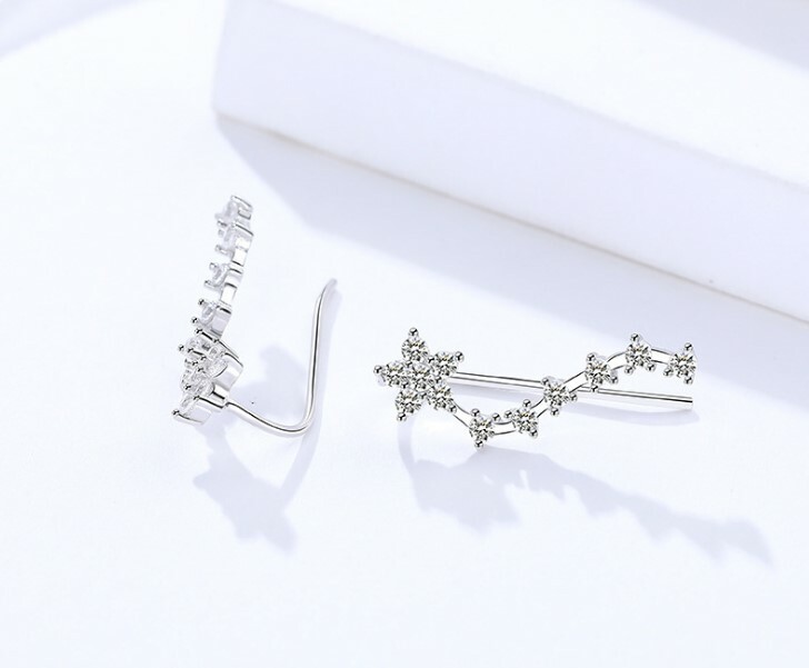 Butterfly Angel Wing Star Crawler Climber S925 Sterling Silver Ear Cuff Earrings