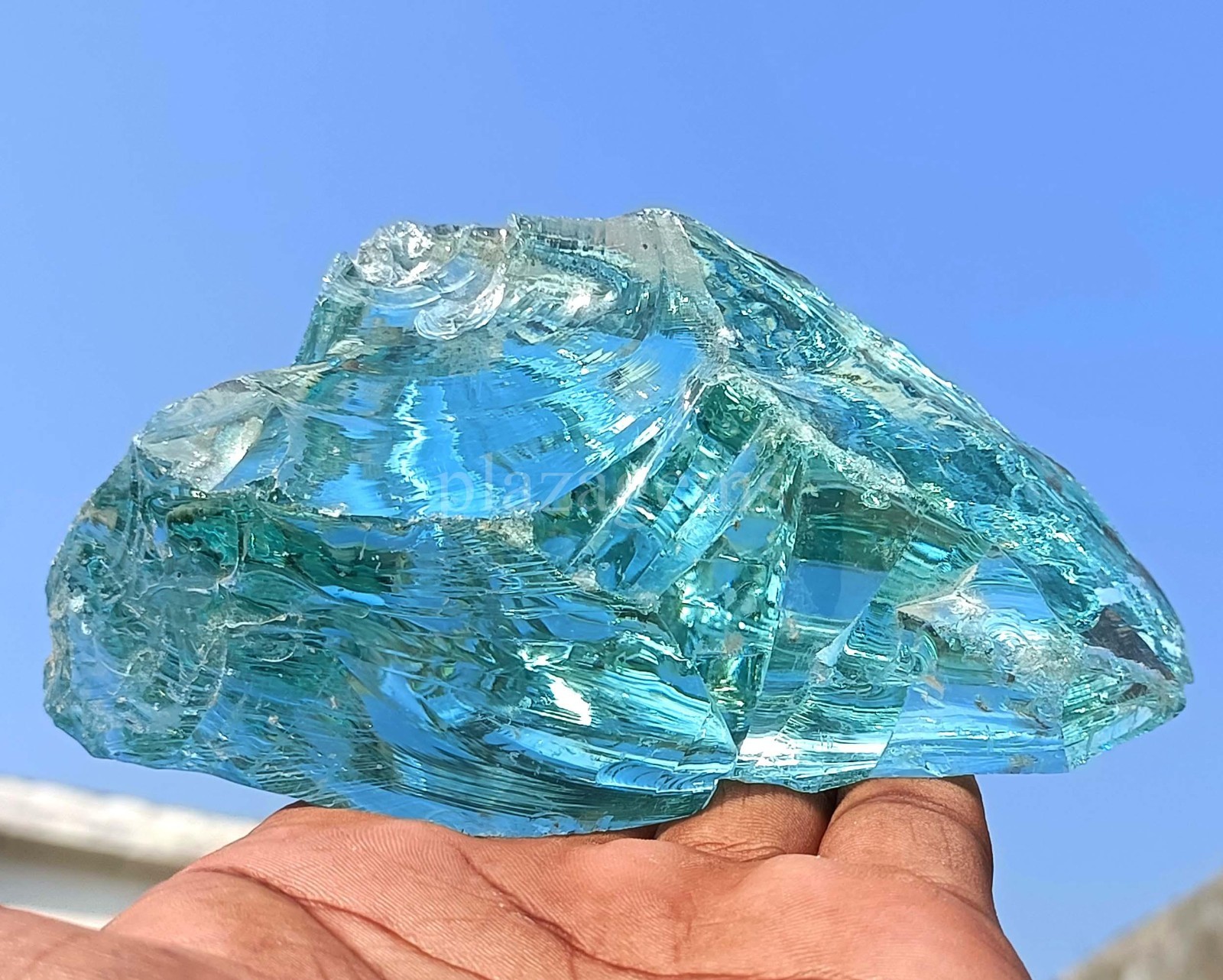 EGL 3094 Ct Natural Aquamarine Rough Transparent Uncut Gemstone 130X94 MM ” 5OSI