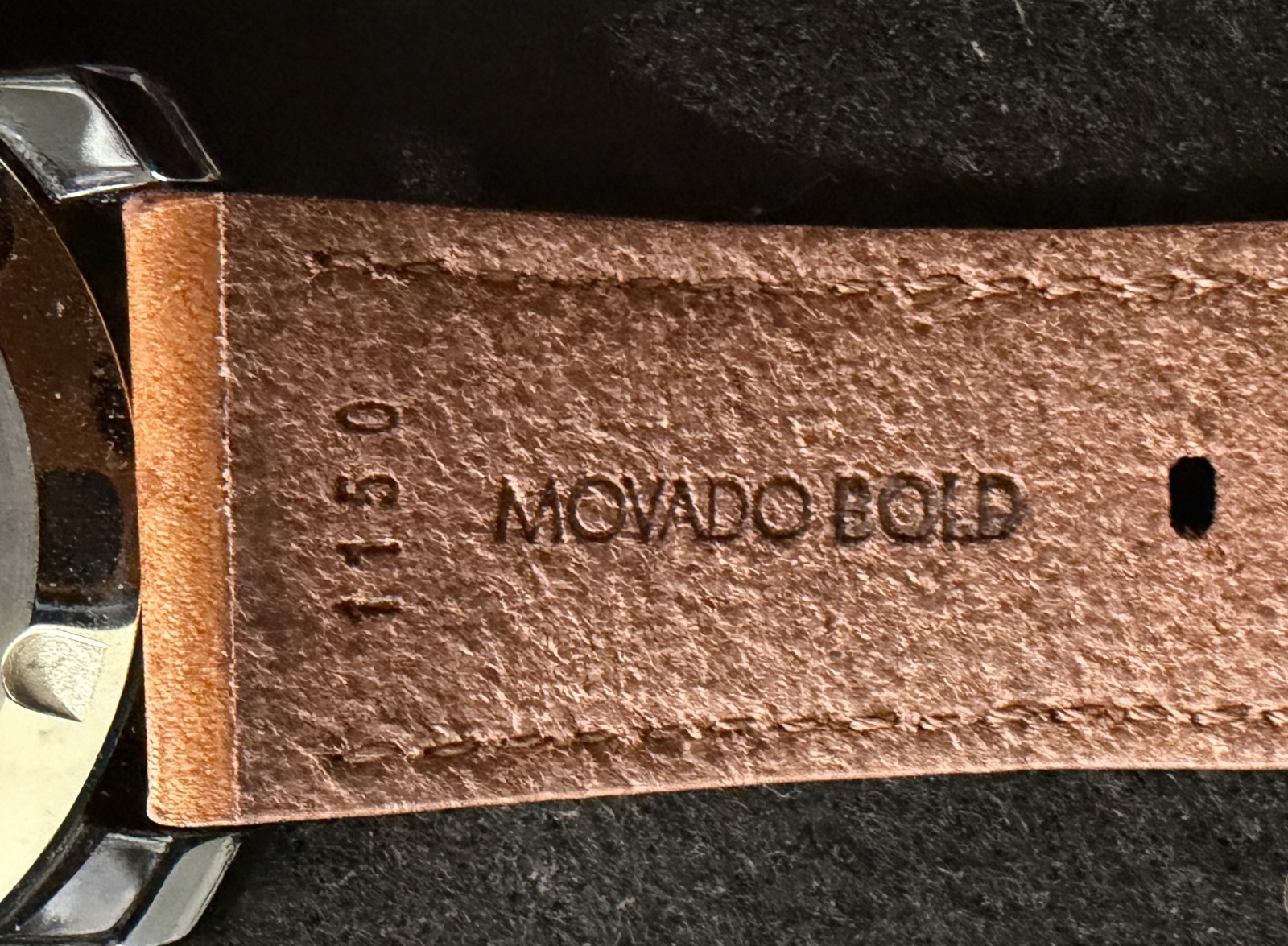 Movado BOLD TR90 Chronograph Mens Watch 3601115 Black Tan Leather New Battery