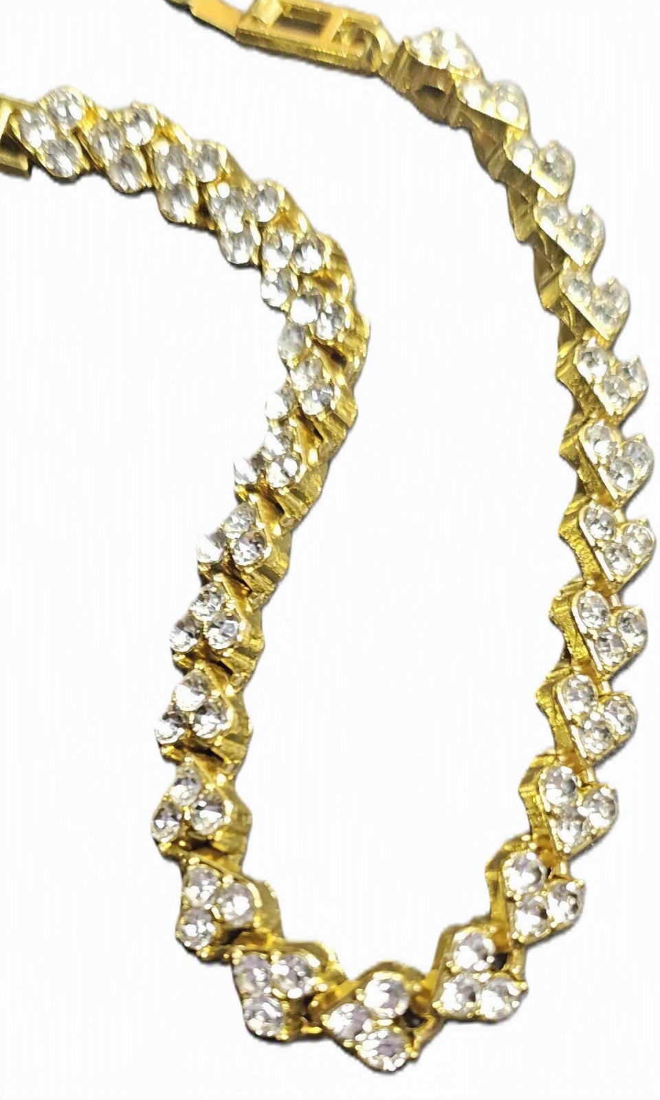 Iced Out Heart Shape CZ Tennis Chain Gold Plated Necklace Hip Hop Jewelry