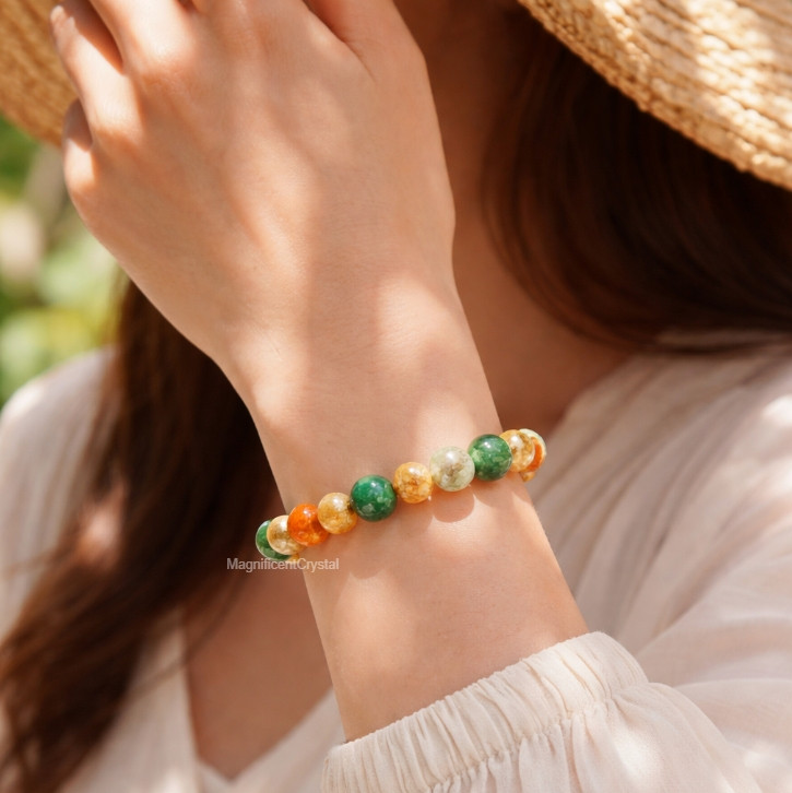 Triple Prosperity Bracelet Healing Citrine Turquoise Aventurine Wealth Bracelet