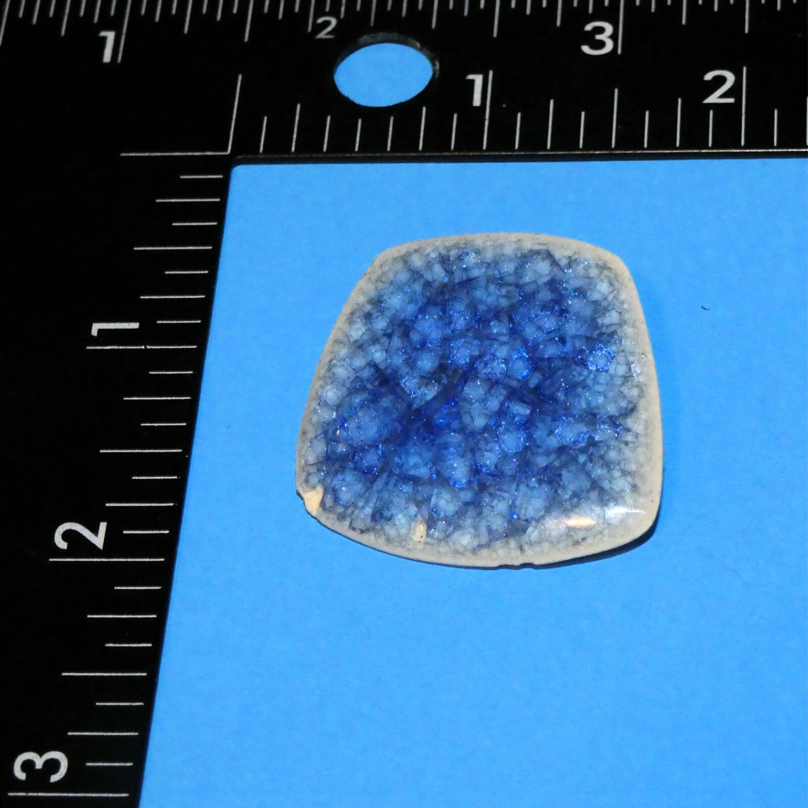 Vintage Enamel & Ceramic Brooch Pin Cracked Glass Style Danish Signed Denmark