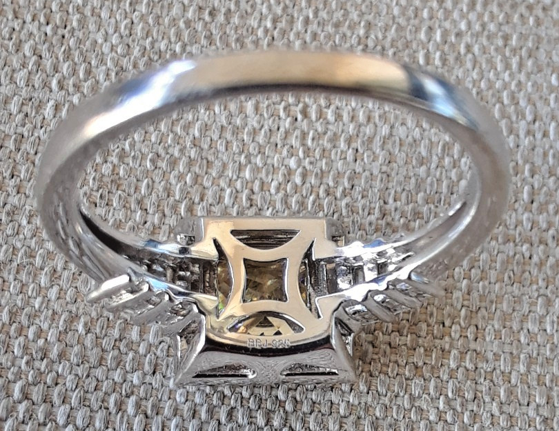 Sterling Silver BBJ 925 Square Cut Light Yellow CZ Ring Size 17.4mm /about 7