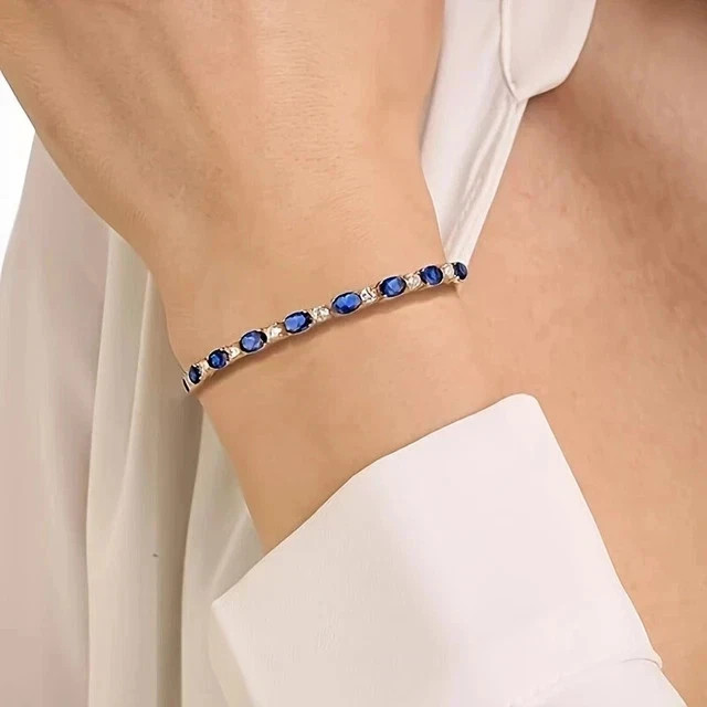5ct Oval Cut Lab Created Diamond Tennis Bracelet 14K White Gold Plated