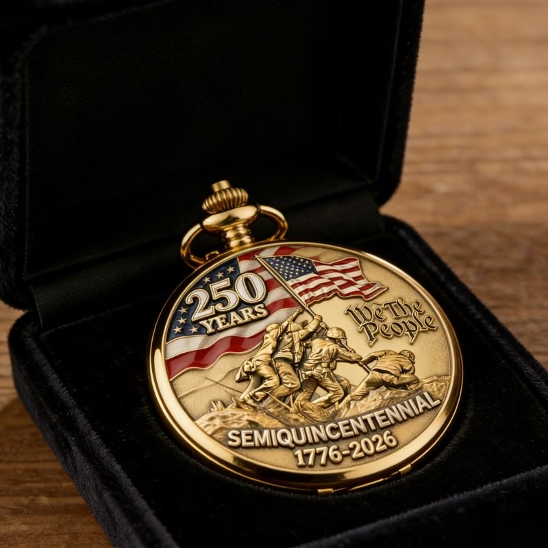 Retro American Style 1776-2026 250th Anniversary Pocket Watch Winding Movement