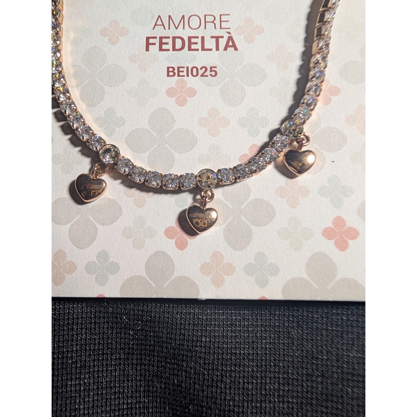 Brosway Desideri Rose Gold Tone Crystal Heart Charm Bracelet MSRP $74