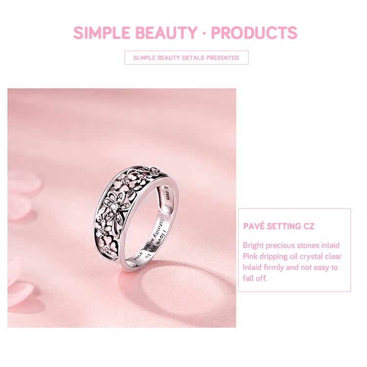 NEW & CLASSY 925 Genuine Sterling Silver Flower Ring, Size 6, 7, 8 with Zircon
