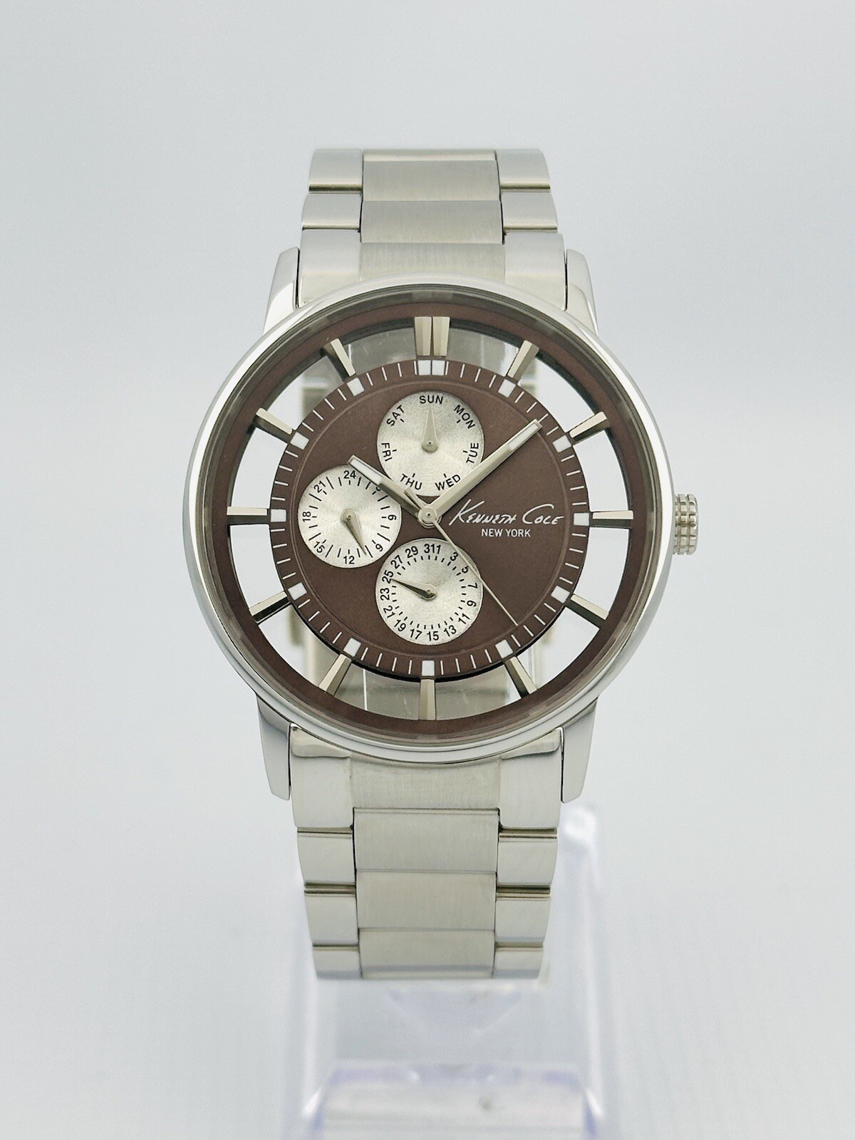 Kenneth Cole KC9114 Men’s Iron Brown Transparent See-Through Dial Steel Watch