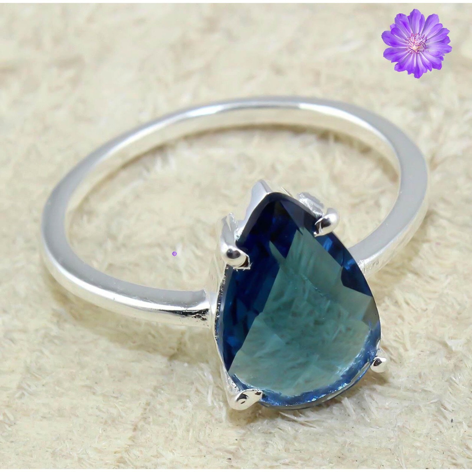 London Blue Topaz Gemstone 925 Sterling Silver Handmade Jewelry Ring Gift