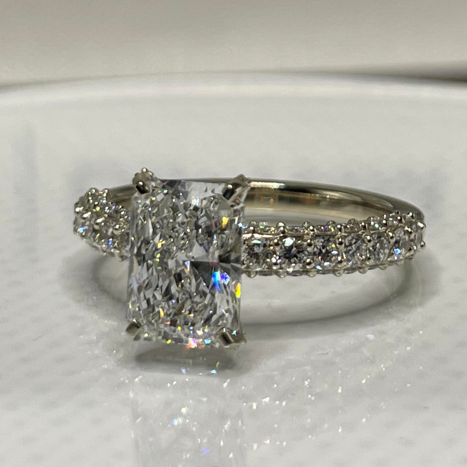 IGI Certified 2.96CT Radiant Lab Grown Diamond Engagement Ring 14k White Gold
