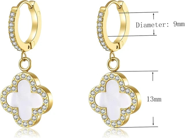 Lab-Created Diamond 0.12Ct Round Drop/Dangle Women Earring 14K White Gold Plated